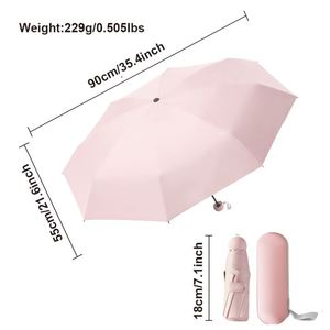 Nouveau Parapluie de Voyage Portable Mini Capsule Pliant en 6 sections pour Femme avec Étui Personnalisé – Idéal Été - Product Image 6