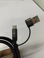Cable de Datos de Nailon Trenzado de Carga Rápida PD de 240 W A+C-C 2 en 1 de 1.5 M con Soporte para Teléfono, Rotación de 360 Grados, Tipo C, Compatible con Juegos IOS
