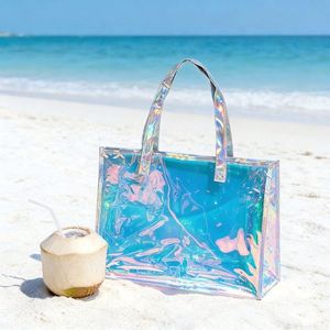Laser Shiny Pvc Handbag Waterproof Beach Transparent Swim <b>Stitched</b> Jelly Shopping <b>Gift</b> Bag - Product Image 1