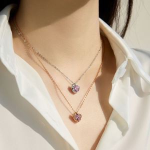 Collier pendentif cœur tulipe en argent 925 plaqué or rose rhodié avec zircone 5A, design élégant Dylam pour femmes - Product Image 2