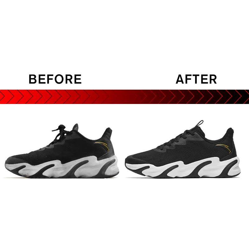 Özel Logo Sneaker temizleyici köpük doğal maddeler formülü ayakkabı temizleyici sıvı alkolsüz ayakkabı temizleyici fırça ve bez ile