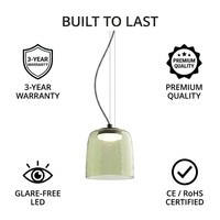 Lámpara Colgante LED de Vidrio Transparente Verde Claro con Base de Hierro, Estilo Moderno para Comedor, Dormitorio, Decoración de Interiores