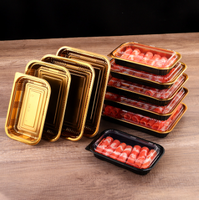Vente directe d'usine, boîte d'emballage en plastique PET de qualité supérieure, rectangulaire dorée, à paroi simple, de qualité alimentaire, avec couvercle, conteneur à emporter