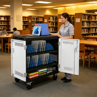 Chariot de recharge pour ordinateurs portables sur mesure à 32 emplacements pour les écoles, station de recharge mobile pour Chromebook avec PDU intelligent, certifié CE, prix d'usine