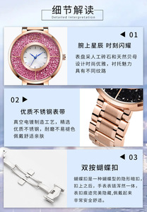 นาฬิกาข้อมือแฟชั่นผู้หญิงระดับพรีเมียม ประดับมุกเปลือกหอยรูปดาว พร้อมหินนำโชค สายสแตนเลสสตีล ควอตซ์ - Product Image 4