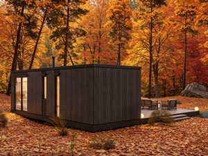 Casetta Prefabbricata <span class=keywords><strong>in</strong></span> Acciaio con Design Moderno per Vacanze e Uso Esterno <span class=keywords><strong>in</strong></span> Foresta, con Soggiorno e Bagno - Product Image 3
