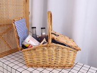 Panier de pique-nique multifonctionnel en rotin/osier tressé à la main, écologique et naturel, pour la vente en gros