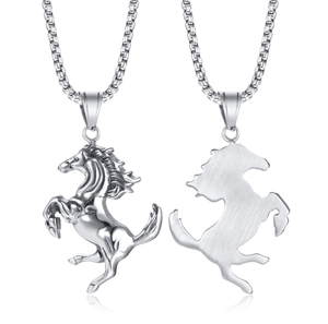 Moda Animal <span class=keywords><strong>caballo</strong></span> colgante collar de joyería de acero inoxidable personalizado hombres Hip Hop <span class=keywords><strong>caballo</strong></span> suéter cadena collar - Product Image 3