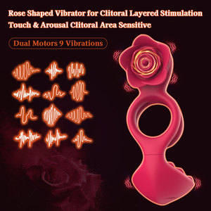 Anello Vibrante per Pene Rose con Doppi Motori e 9 Vibrazioni, Giocattolo Sessuale per Adulti e Coppie - Product Image 3