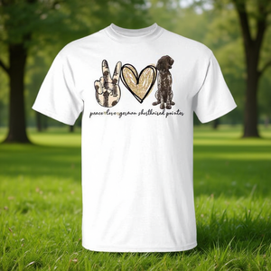 Camiseta Peace Love German Shorthaired Pointer Dog Lover para adultos, unisex, cuello redondo, manga corta, impresión digital - Product Image 3