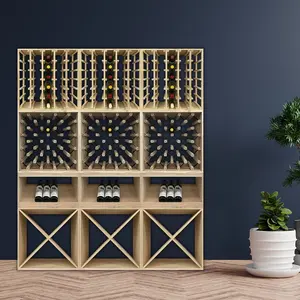 Wooden Bottle Rack Home Furniture Wood Stackable Wine Racks Classic X Cube Wood Wine Bottle Holder