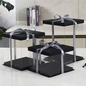 Caja de pastel de regalo cuadrada transparente de lujo Cajas de pastel transparentes de grado alimenticio para fiesta de cumpleaños de boda - Product Image 4