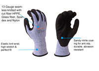 SNELL niveau 4 Anti-coupure Logo personnalisé tricot HPPE paume enduite Nitrile Sandy anti-dérapant résistant aux coupures gants de travail de sécurité