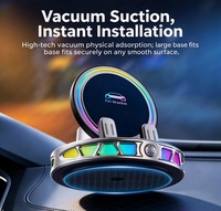 Support de téléphone pour voiture avec lumière ambiante RGB, chargeur sans fil, verrouillage électrique, anti-vibration, antidérapant, support de navigation pour tableau de bord de véhicule