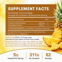 Créatine monohydrate en poudre de qualité supérieure 500g BCAA saveur ananas, complément sportif pour adultes avant l'entraînement, soutien de la force musculaire et de l'énergie