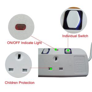 13a 6 गिरोह एसी आउटलेट पावर स्ट्रिप सुरक्षा चिह्न यूके प्लग एक्सटेंशन लीड स्विच लाइट के साथ दीवार के लिए लीड स्विच - Product Image 6