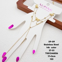 Bijoux XUPING en acier inoxydable plaqué or 14 carats, bracelet de main tendance pour soirée, bague réglable avec breloque