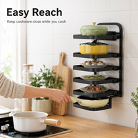 Support de Rangement de Cuisine Multifonctionnel Blanc Brillant, 5 Niveaux, Réglable, Durable, Moderne, Non Pliable, Vente en Gros Usine
