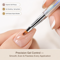 Lot de 8 pinceaux à ongles en gel avec manche en plastique pailleté, poils en nylon doux, pour gel UV, dessin et manucure en salon