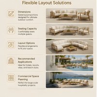 Ensemble de meubles de salon en teck d'extérieur moderne, canapé et chaise de patio, ensemble de jardin en bois pour hôtels, villas, parcs et cours