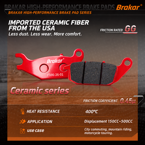 Plaquettes de frein arrière en céramique Brakar pour Honda CBR125R CBR150R XL125 Yamaha YZF R15 Hero Karizma ZMR AJS Regal Raptor CR3 125 FA343 - Product Image 2