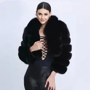 Plus Size Wholesaler Fur Crop Coat Women's Collar Bubble Short Motor Jacket S-xxxxxl Parka Custom Furry Fur White Winter Coat