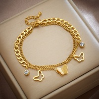 Leicht Luxuriöses Titan-Gold-Plattiertes Charm-Schmetterlings-Armband - Trendiges Damen-Accessoire im Europäischen Stil für den Großhandel