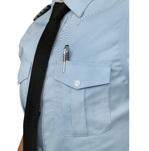 Camisas de Uniforme de Piloto de Avião Azul Personalizadas em Tecido Polycotton com Design Clássico para Homens - Product Image 4