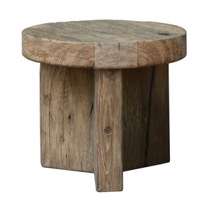 Antique Style Recycled Wood Solid <strong>Oak</strong> <strong>Small</strong> Round Tea <strong>Table</strong> Side <strong>Table</strong> Coffee <strong>Table</strong> for Living Room - Product Image 1