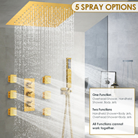 Pommeau de douche LED intégré au plafond avec haut-parleur de musique pluie cascade brume salle de bain ensemble de robinet de douche thermostatique