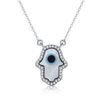 Collier pendentif en argent sterling S925 véritable, en forme de paume, avec opale et chaîne croisée, électroplaqué