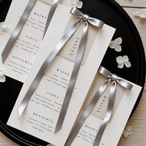 Customized Vintage Design Wedding Card <b>Set</b> Ribbon Invitation RSVP Menu Paperboard Custom Logo - Product Image 1