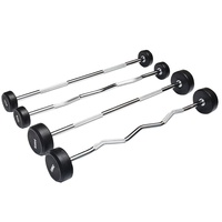 Ensemble d'haltères de gymnastique fixes robustes haltérophilie caoutchouc enduit Curl/barre de détroit équipement d'haltères de haute qualité