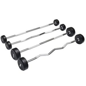 Heavy Duty Fixed Gym Barbell Set Levantamiento de pesas Recubierto de goma Curl/Strait <span class=keywords><strong>Bar</strong></span> Equipo de pesas de alta calidad - Product Image 5