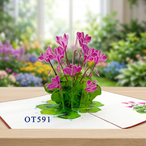 Tarjeta Pop-up 3D de Ciclamen, Diseño Encantador, Papel Cortado con Láser, Artesanía Hecha a Mano en Hanói, Vietnam, Regalo para San Valentín o Acción de Gracias - Product Image 2