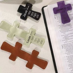 Personalized Logo Cross Shaped Leather <b>Bookmark</b> Magnetic PU Leather Christian <b>Bookmark</b> Clip Creative Page Marker for Readers - Product Image 3