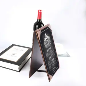 Quality 9x6 Inch Double-Sided Faux Leather Menu Cover PU Table Stand Presentation Folder for Restaurant Hotel Bar Cafe Club