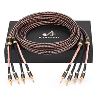 Câble audio HiFi haut de gamme en fibre de carbone avec fiches banane et Y, câble principal tressé HIFI 24 brins en fil OCC pour haut-parleur et microphone