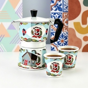 Ensemble de <span class=keywords><strong>cafetière</strong></span> Moka de style italien avec 2 tasses en céramique, <span class=keywords><strong>cafetière</strong></span> à expresso en aluminium, percolateur pour cuisinière, pour la maison et le bureau - Product Image 4
