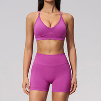Ensemble de yoga 2 pièces pour femme, short taille haute push-up, effet galbant fessier, tenue de fitness et d'entraînement de haute qualité