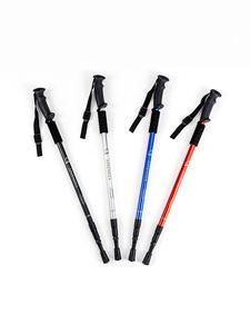 Bâton de randonnée extérieur rétractable en alliage d'aluminium à trois poignées droites, canne d'alpinisme pratique, béquilles de randonnée - Product Image 1