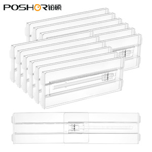 Lot de 12 séparateurs de tiroirs en bambou et plastique, 4 pouces de hauteur, 10,2 à 16,5 pouces réglables et extensibles, 1,5 cm d'épaisseur, <span class=keywords><strong>organisateur</strong></span> de <span class=keywords><strong>commode</strong></span> moderne pour bébé - Product Image 1