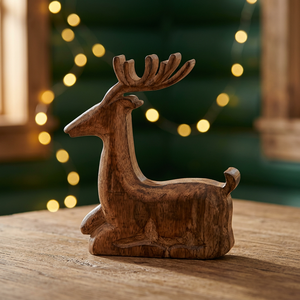 Decoración de Ciervo de Madera, Adorno Navideño de Estilo Tradicional Hecho a Mano - Product Image 4