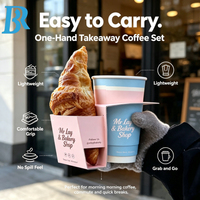 Boîte d'emballage en papier personnalisée pour croissants, porte-gobelets à café jetables, pour café, petit-déjeuner, pack combo