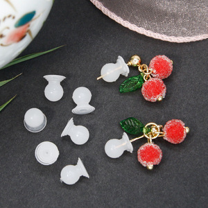 Milky White Stone Shaped Soft <b>Rubber</b> <b>Earring</b> <b>Backs</b> Round Four Petal Heart Star Plastic Resin Jewelry Findings - Product Image 3