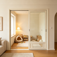 Profilés en aluminium pour portes intérieures modernes blanches en aluminium massif et bois, portes intérieures en métal avec cadres pour maisons