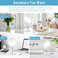 Factory Wholesale Personalized Lighted 360 Rotation LED Double Sided Foldable Magnifying Cosmetic Mirror 1X/10X Desktop Vanity