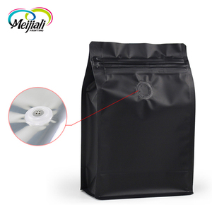 Nouveau produit stand up sacs à fermeture à glissière fond plat noir <span class=keywords><strong>moulu</strong></span> de qualité alimentaire pochette sac à café à soufflet latéral - Product Image 4