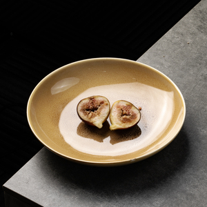 Service de vaisselle en porcelaine japonaise rustique à pois YAYU, glaçure brune vintage, assiette de présentation en céramique faite à la main pour restaurant - Product Image 1
