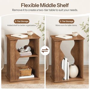 SENYU Modern Wood Console <b>Table</b> with Storage Shelf and Wavy Design for Living Room Furniture - Product Image 6
